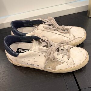 Golden Goose White and Black Star Sneakers